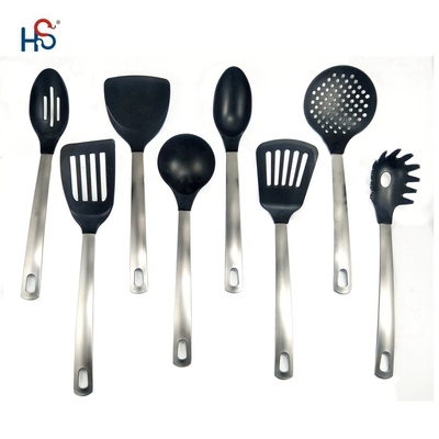 Неприкасающиеся 7PCS нейлоновые кухонные принадлежности с ручкой из нержавеющей стали